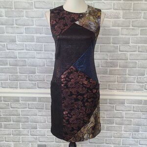 Nicole Miller Artelier Womens Sleeveless Patchwork Dress 4 Classic Luxury